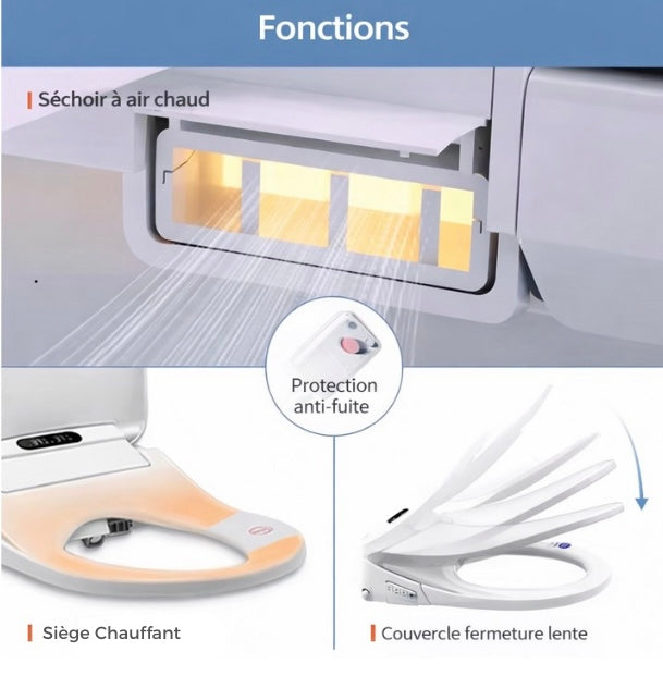 Istin’Jet par WADDI®️ – L'Abattant WC Japonais Lavant, Séchant & Chauffant (Kit Complet Inclus)